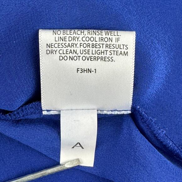 Eileen Fisher Blue Silk Georgette Washable Crepe Cap Sleeve Boxy Dress Size XS - Picture 8 of 14